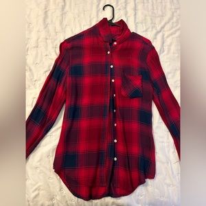 Red and Navy Plaid Blouse